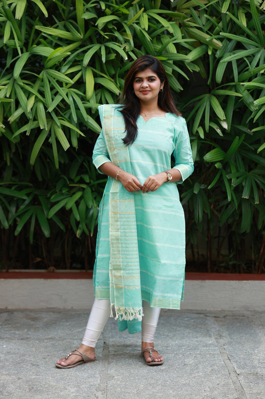 2 pc set - Top and Dupatta -  Electric Blue