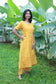 Maternity tops - 2 piece set [ kurta and pant ] - Yellow color. Long Center Zip Yellow Ikkat Kurti with Pant Set for Women with Side Pocket.  Paired with matching pants for a complete set