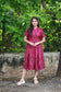 Maternity/Feeding Midi/Gown - Magenta ikat printed cotton maternity dress, breathable and comfort fit.