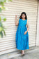 Neemai Sky Blue Raw Silk Maternity Maxi Dress, elegant festive maternity wear for pregnancy and postpartum, breathable comfortable maternity gown with stylish fit, plus size pregnancy wear