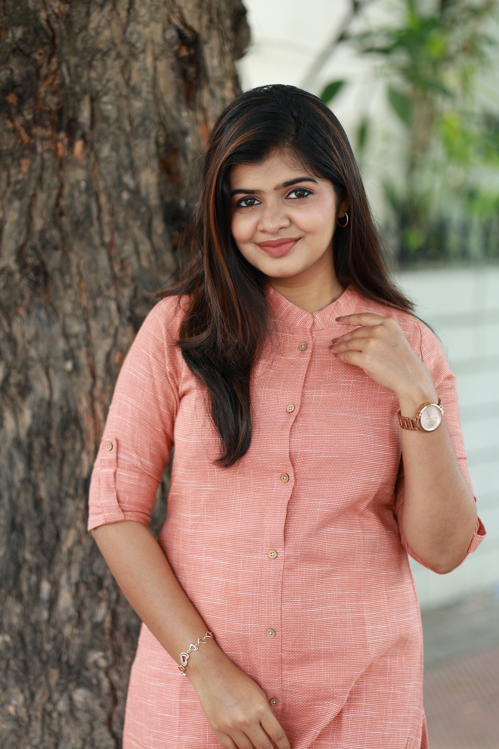 Coordset- Peach , Matching top and pant combination that offers a neat and modern look.