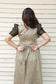 Neemai beige check silk maternity gown with back tie belt, breathable fabric, elegant ethnic maternity outfit, bump friendly plus size maternity fashion