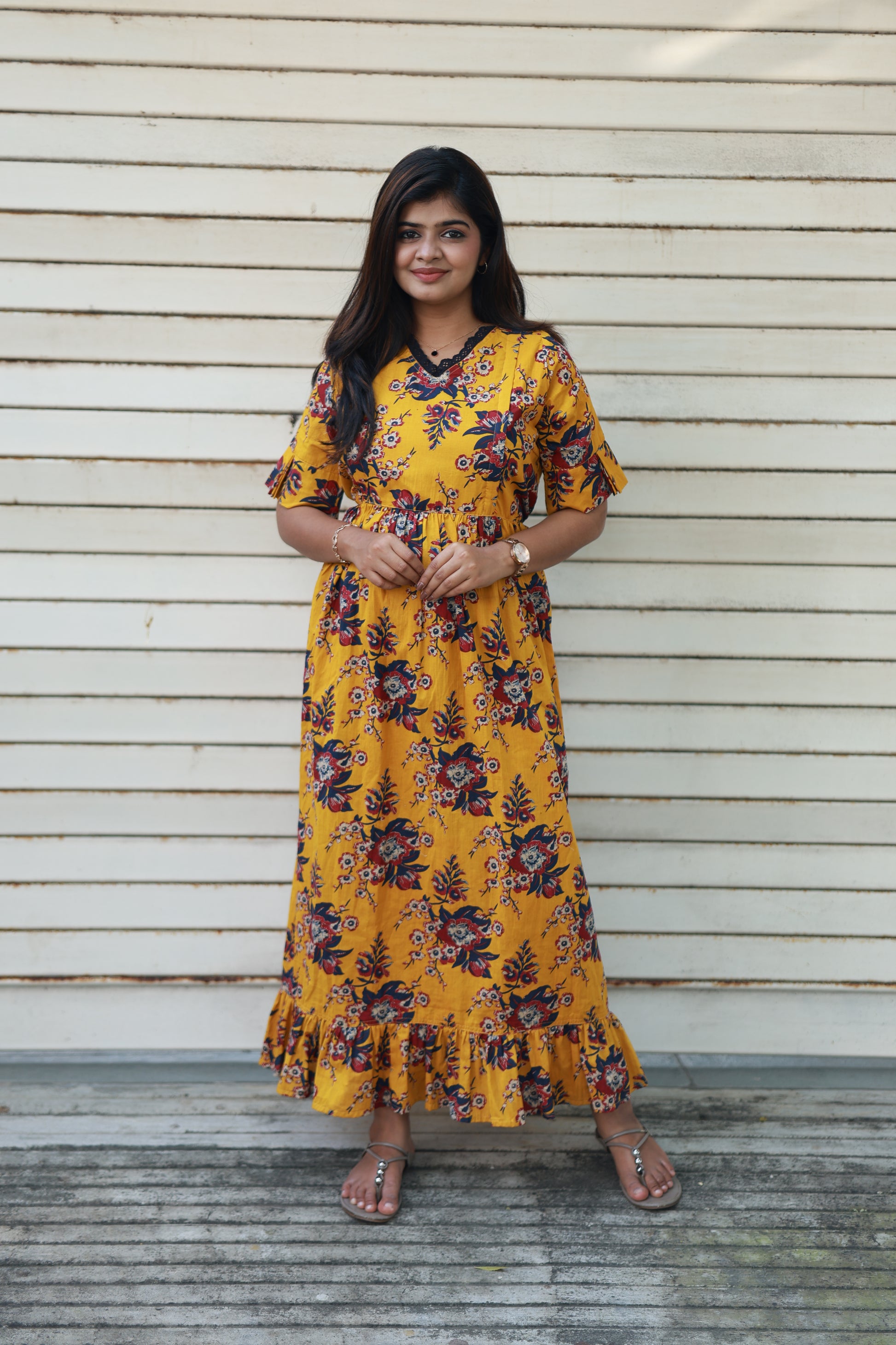 Maternity Gown - Mustard charm - neemai