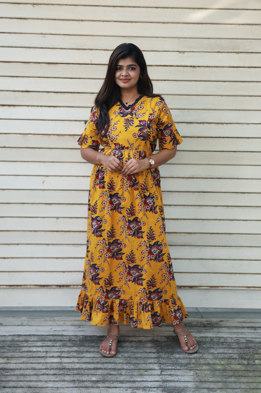 Maternity Gown - Mustard charm - neemai