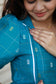 Neemai peacock blue nursing friendly silk maternity gown with front feeding zip, comfortable pregnancy dress, festive maternity wear, postpartum friendly