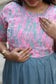 Cotton Maternity/Feeding Midi/Gown - Grey and Pink- Full cotton lining - 46 inches - last pc in 3XL ,4XL