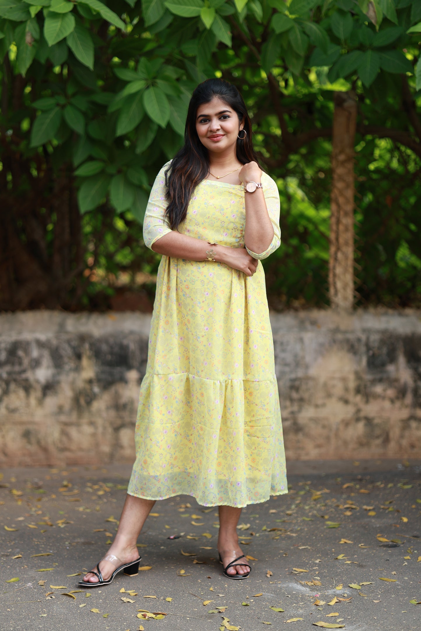 Maternity / Feeding -  Maxi/Gown/Midi - Lime Garden