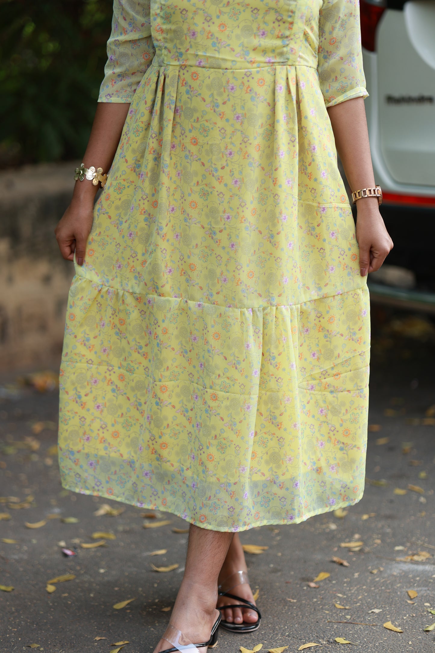 Maternity / Feeding -  Maxi/Gown/Midi - Lime Garden