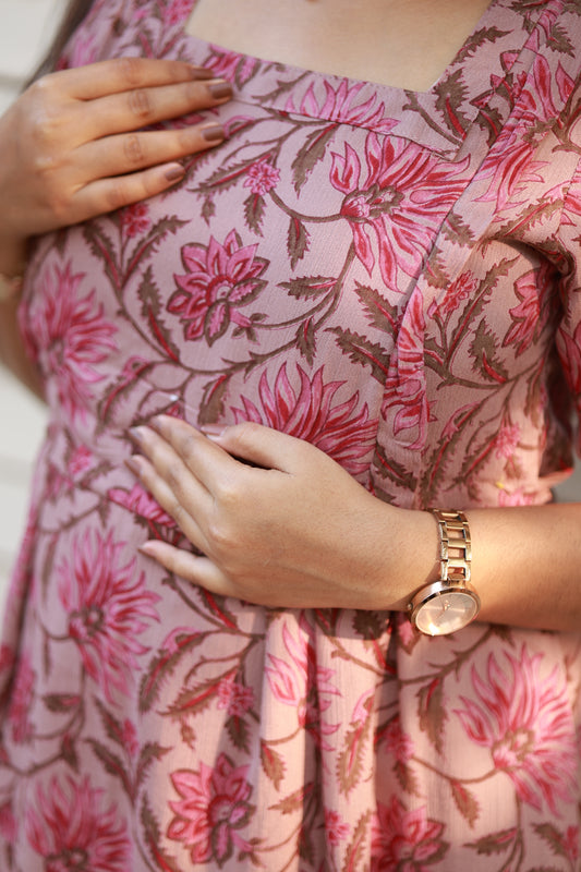 Maternity Maxi/Gown/Midi- Two side zipper maternity gown, Clean finish maternity dress with hidden zips