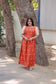 Raw silk - Double side zip  Maternity Maxi/Gown - Festival Collection - Orange Flower