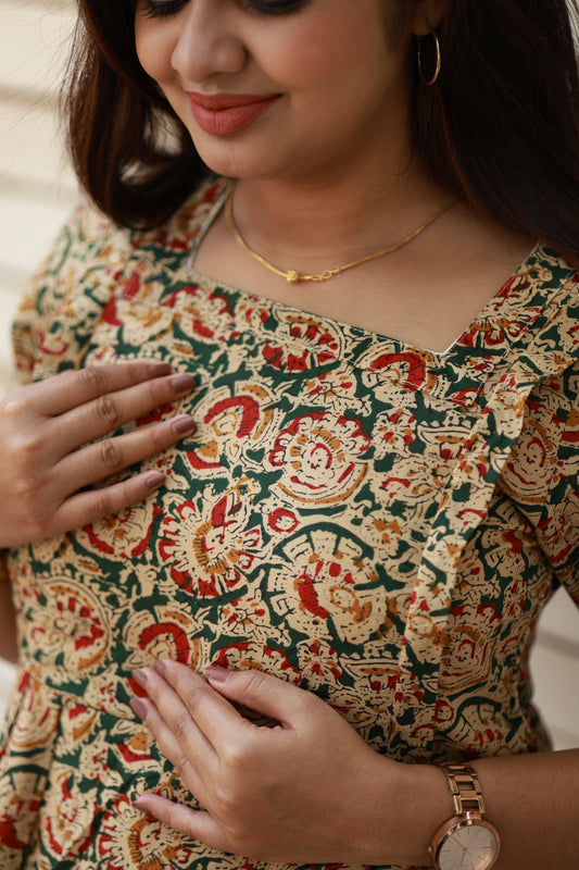 Maternity Maxi/Gown / Midi -Easy access nursing maternity dress, Airy cotton maxi dress