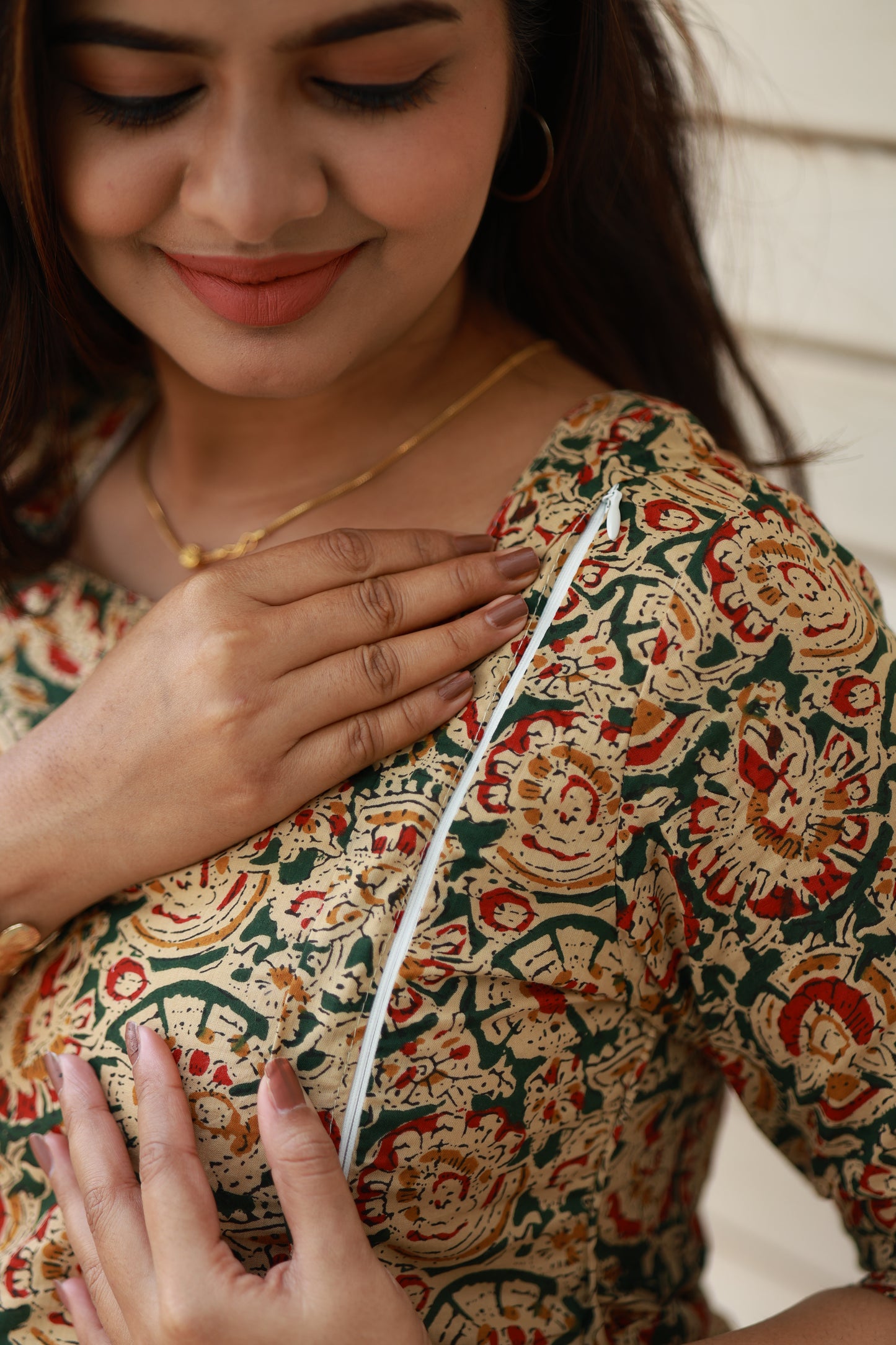 Maternity Maxi/Gown / Midi - Secret zip breastfeeding dress, Plus size maternity dress with double side concealed zip