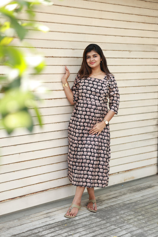 Maternity Maxi/Gown / Midi -  Black Elephant Coco