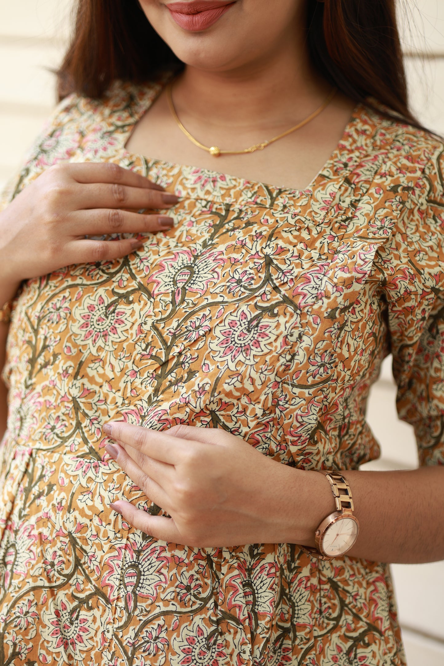 Maternity Maxi/Gown / Midi - Breastfeeding dress with dual zippers, Air circulation maternity dress with Neemai