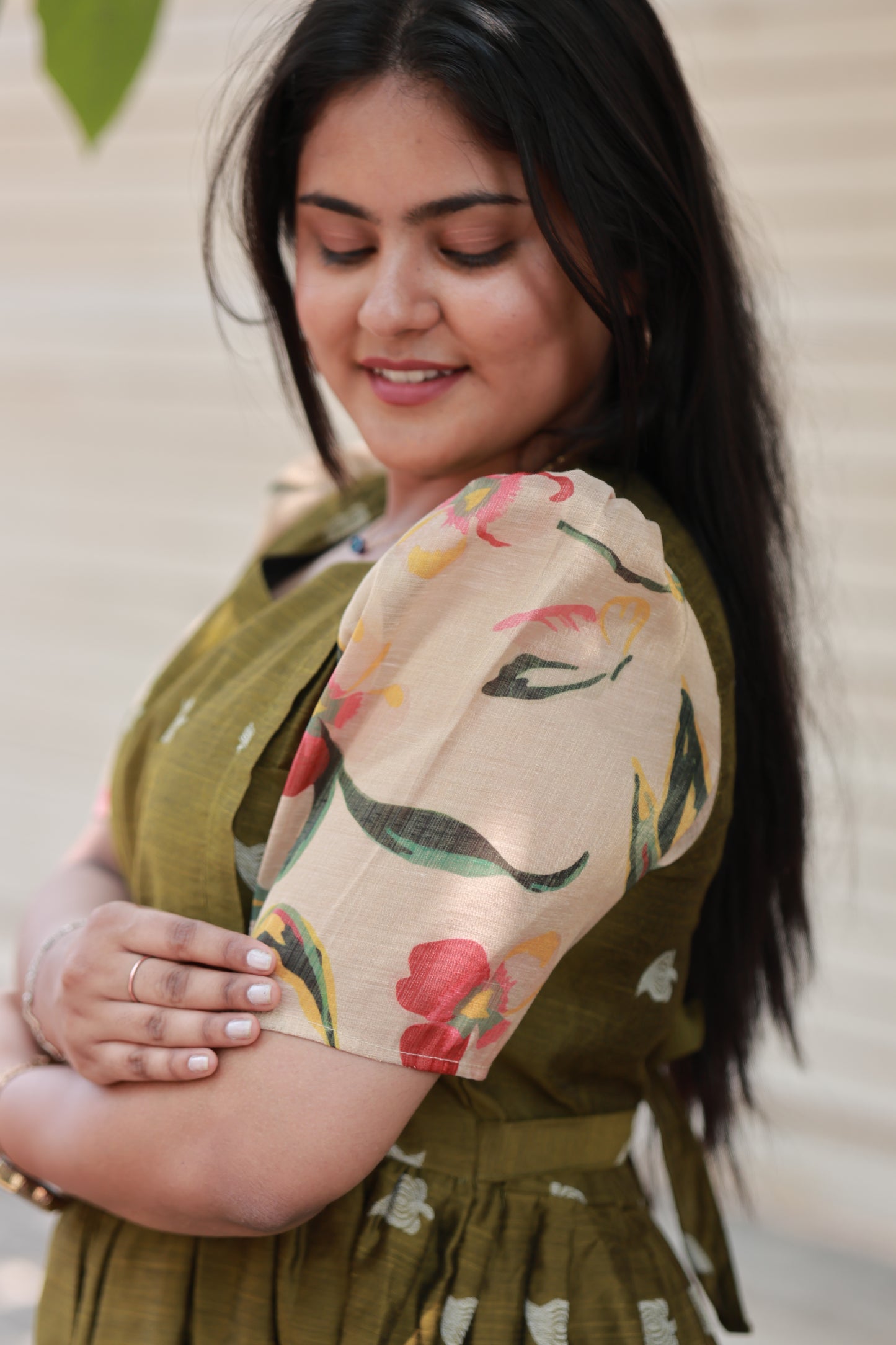 Raw silk - Double side zip  Maternity Maxi/Gown - Festival Collection - Olive Gold