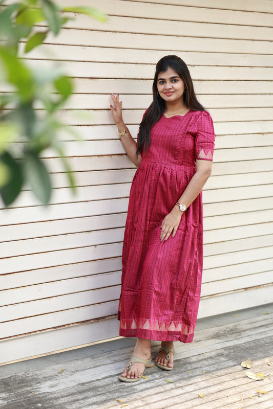 Raw silk Maternity Maxi/Gown - Festival Collection -   Rose