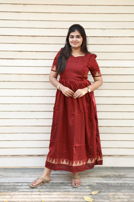 Raw silk Maternity Maxi/Gown - Festival Collection - Deep Marron