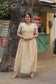 Tissue slik - Center zip Normal / Maternity Midi/Gown- Golden Vanilla Husk