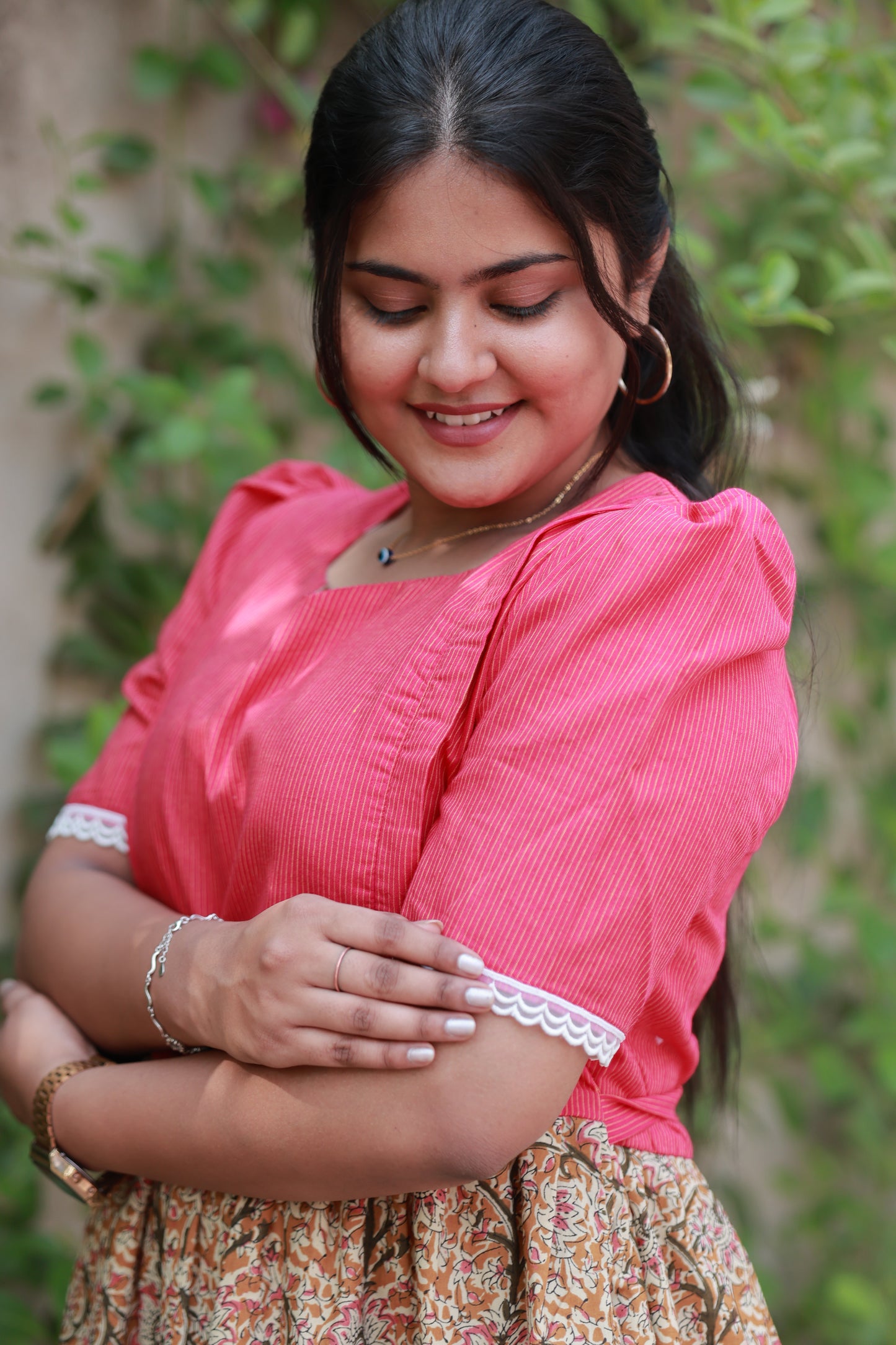 Cotton  Feeding/Maternity- Maxi/Gowns- Double side zip - kalamkari  Honey Pink