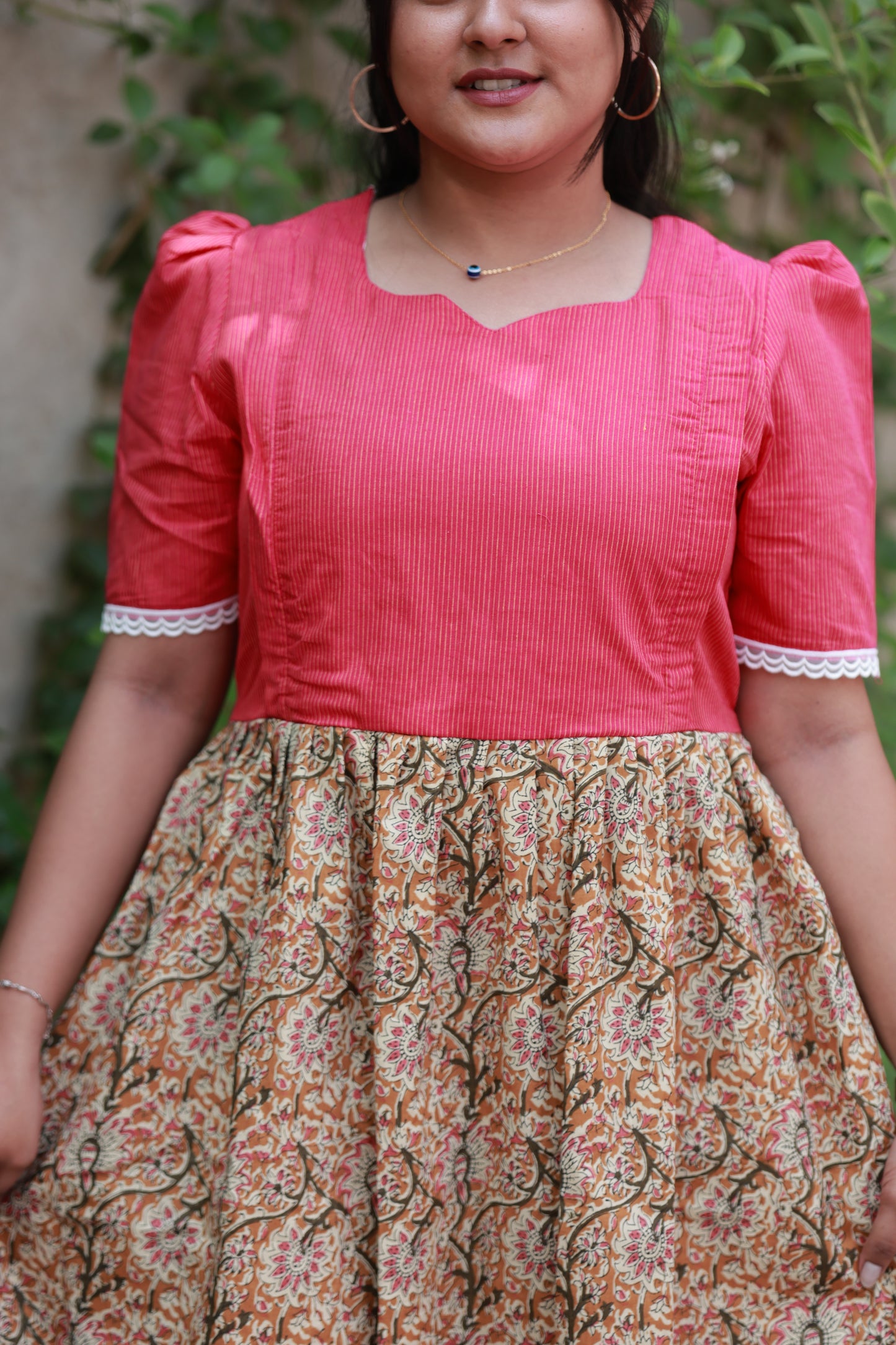 Cotton  Feeding/Maternity- Maxi/Gowns- Double side zip - kalamkari  Honey Pink