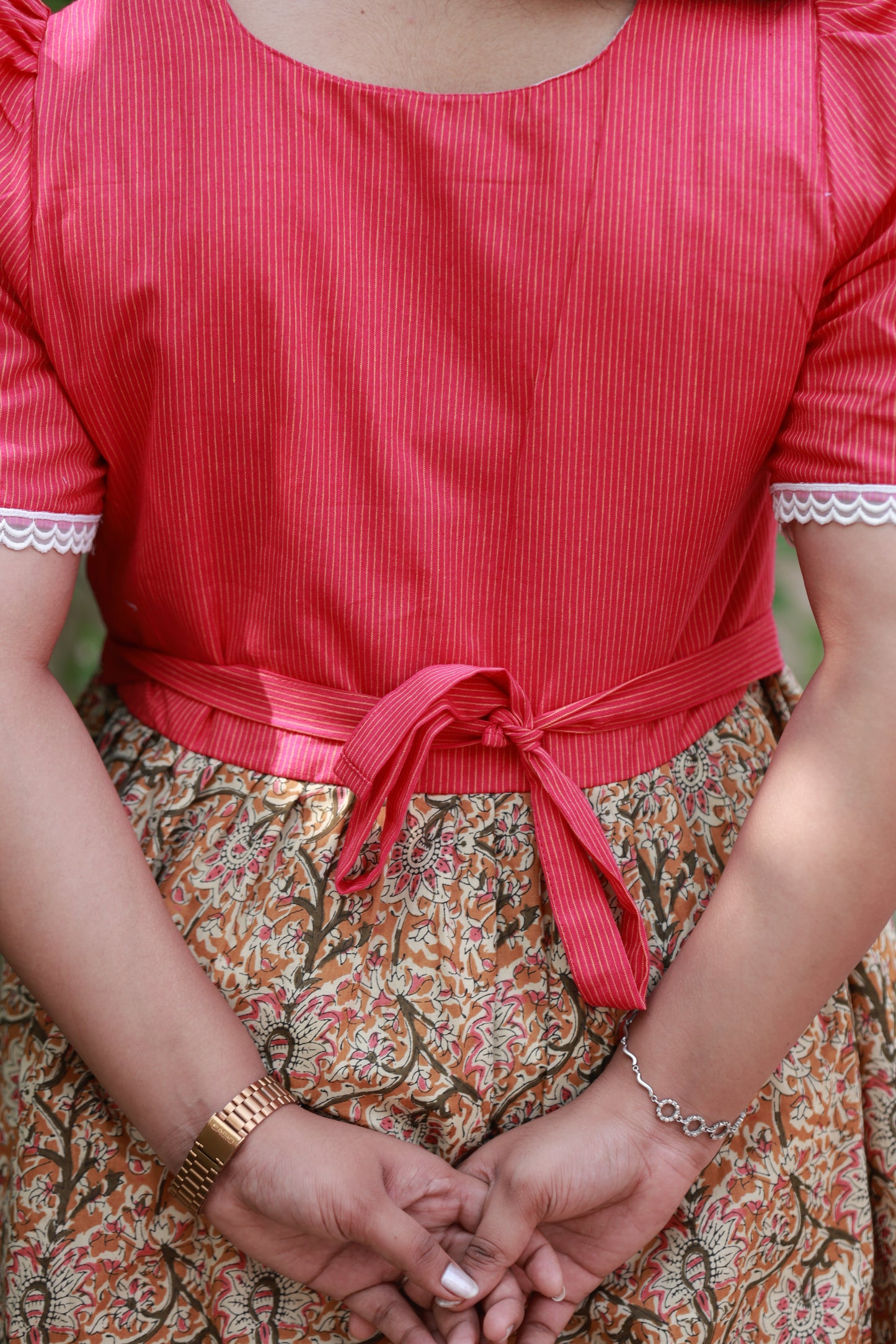 Cotton  Feeding/Maternity- Maxi/Gowns- Double side zip - kalamkari  Honey Pink