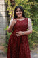 Raw silk - Double side zip  Maternity Maxi/Gown - Festival Collection -  Maroon Dots , last pc in 3 xl