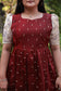 Raw silk - Double side zip  Maternity Maxi/Gown - Festival Collection -  Maroon Dots , last pc in 3 xl