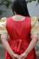 Raw silk - Double side zip  Maternity Maxi/Gown - Festival Collection - Red and sandal sleeve