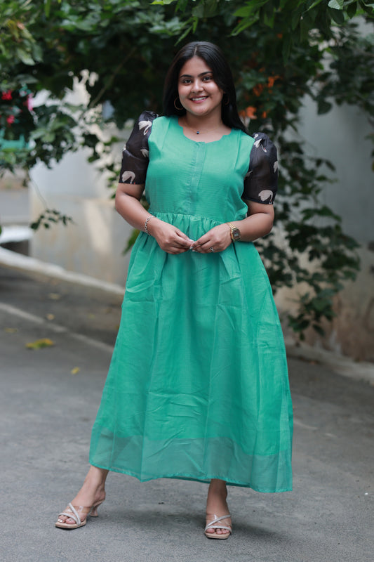 Center zip Normal / Maternity Midi/Gown- cotton lining - Hamam Duck