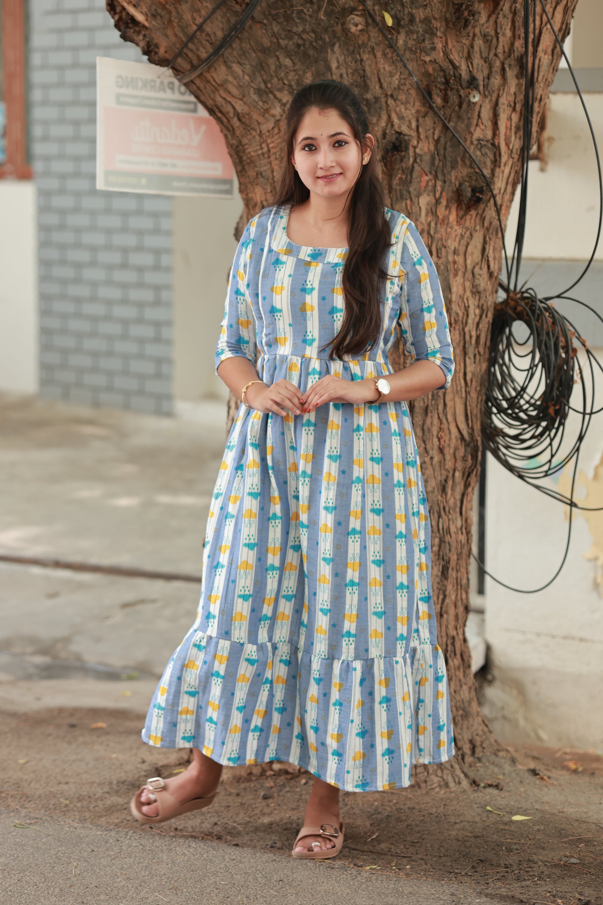 Premium blended cotton/muslin - Feeding/ Maternity Maxi/Gown