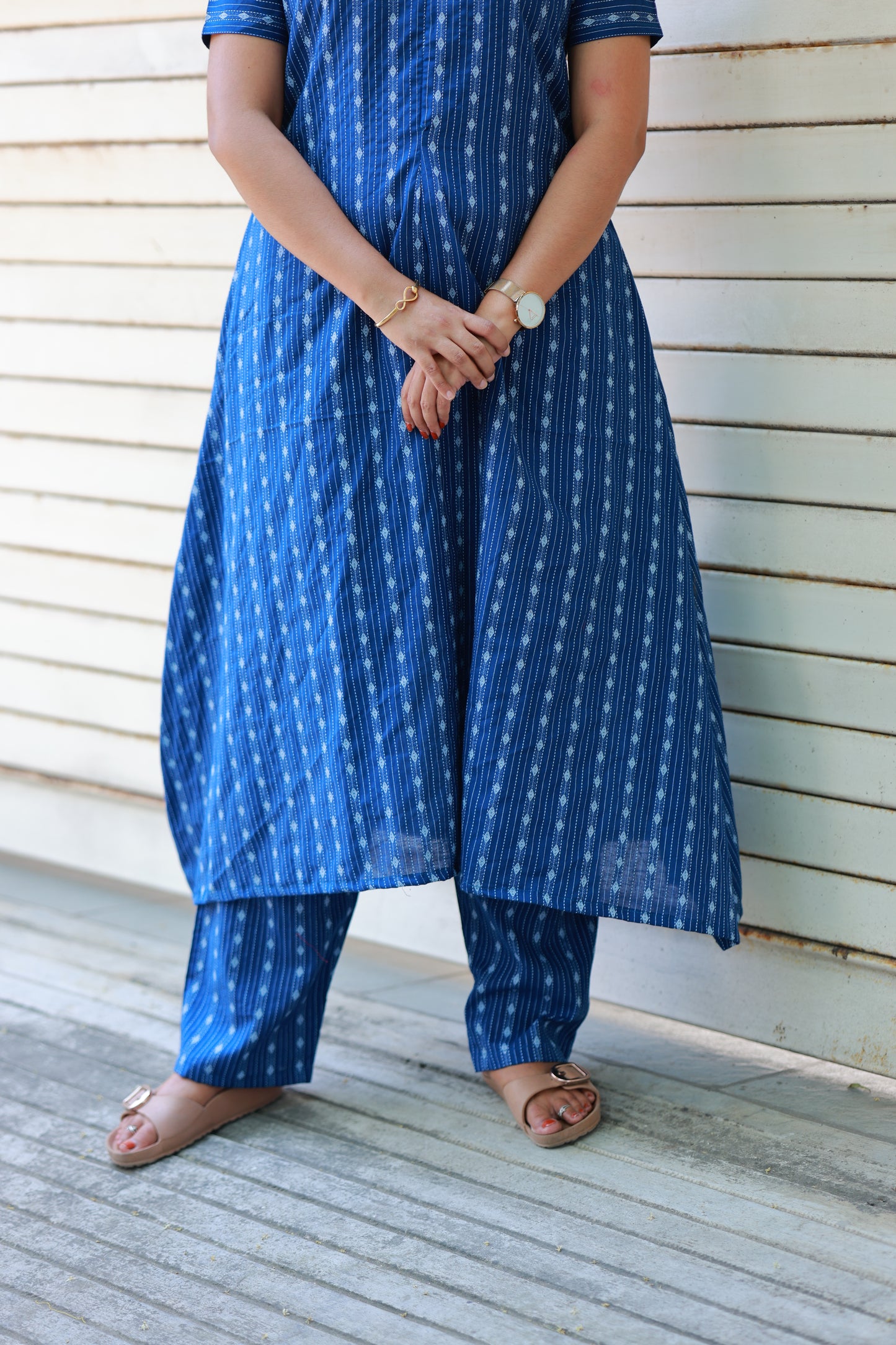 Coordset- Feeding / Maternity 2 pc set [Top with center zip and free size bottom] - Ink Blue