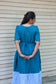 Neemai teal blue muslin cotton feeding maxi dress with adjustable waist tie, pregnancy and postpartum everyday comfort easy breezy dress.