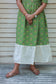 Flowy light green maxi dress with contrast white border hem, stylish cool outfit for summer, perfect pregnancy wear for women 