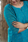 Coordset - Raw silk Maternity 3 pc  festival kurti  set [ Top with center zip, pant and dupatta ] - Blue