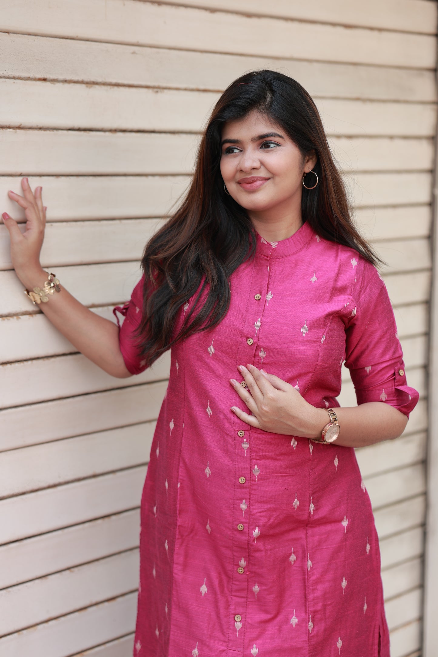Raw silk Kurti - Rani Pink - optional feeding