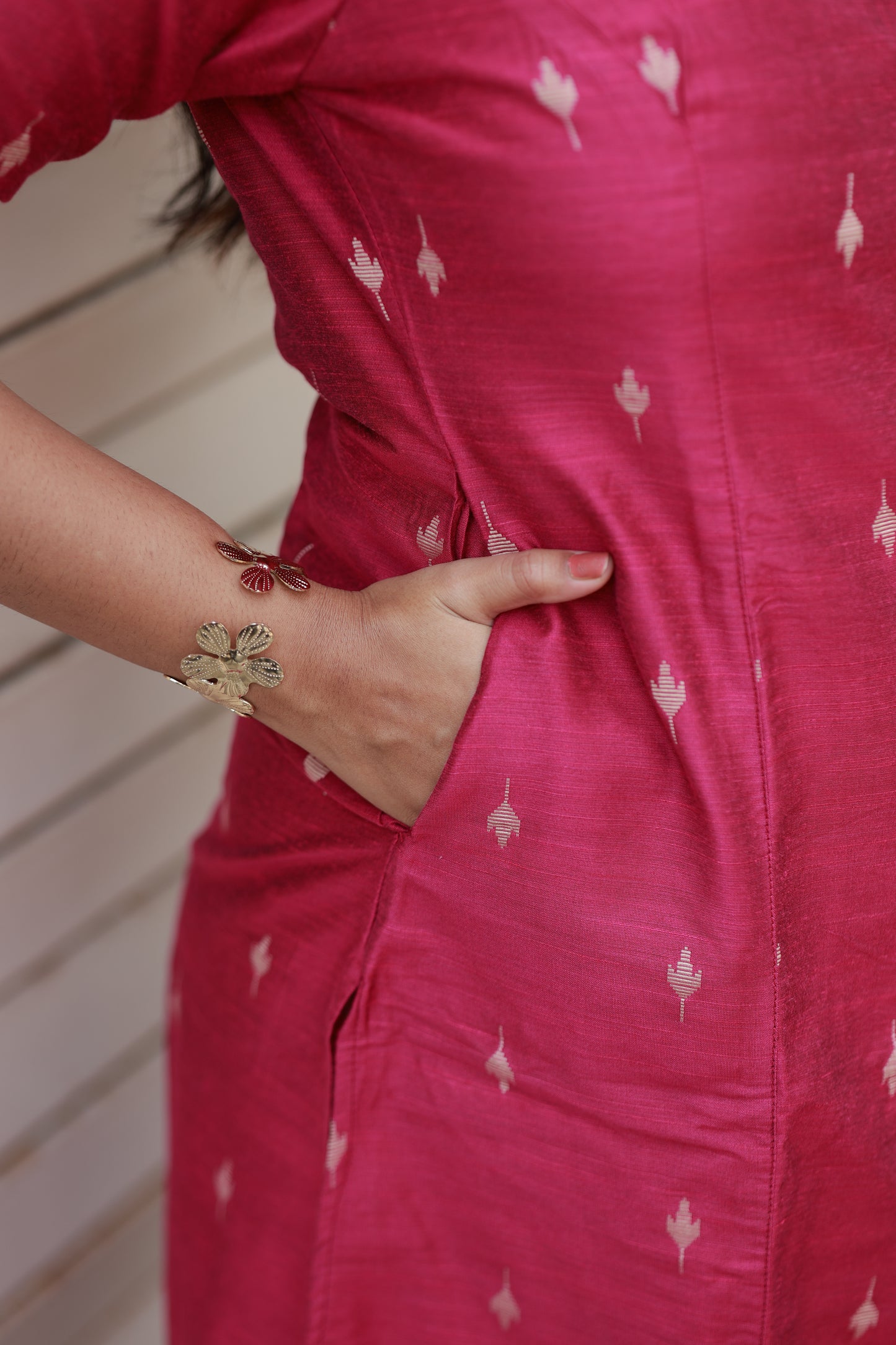 Raw silk Kurti - Rani Pink - optional feeding