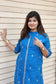 Neemai Blue Chinese Collar Maternity Kurti with Front Buttons for Easy Nursing Access, Soft Handloom Cotton Summer Wear, Plus Size cotton outfit