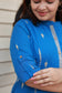 Neemai Blue Handloom Cotton Kurti with 3/4 Sleeves and Button Detail, Breathable Summer Cotton Wear, Plus Size regular wear