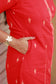 Handloom cotton border Kurti -  Red - optional feeding