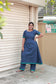 Neemai Navy Blue Maternity Co-ord Set with Green Motif Print, Feeding Friendly Kurti and Pant Set, Comfortable Pregnancy Wear, Plus Size summer friendly wear