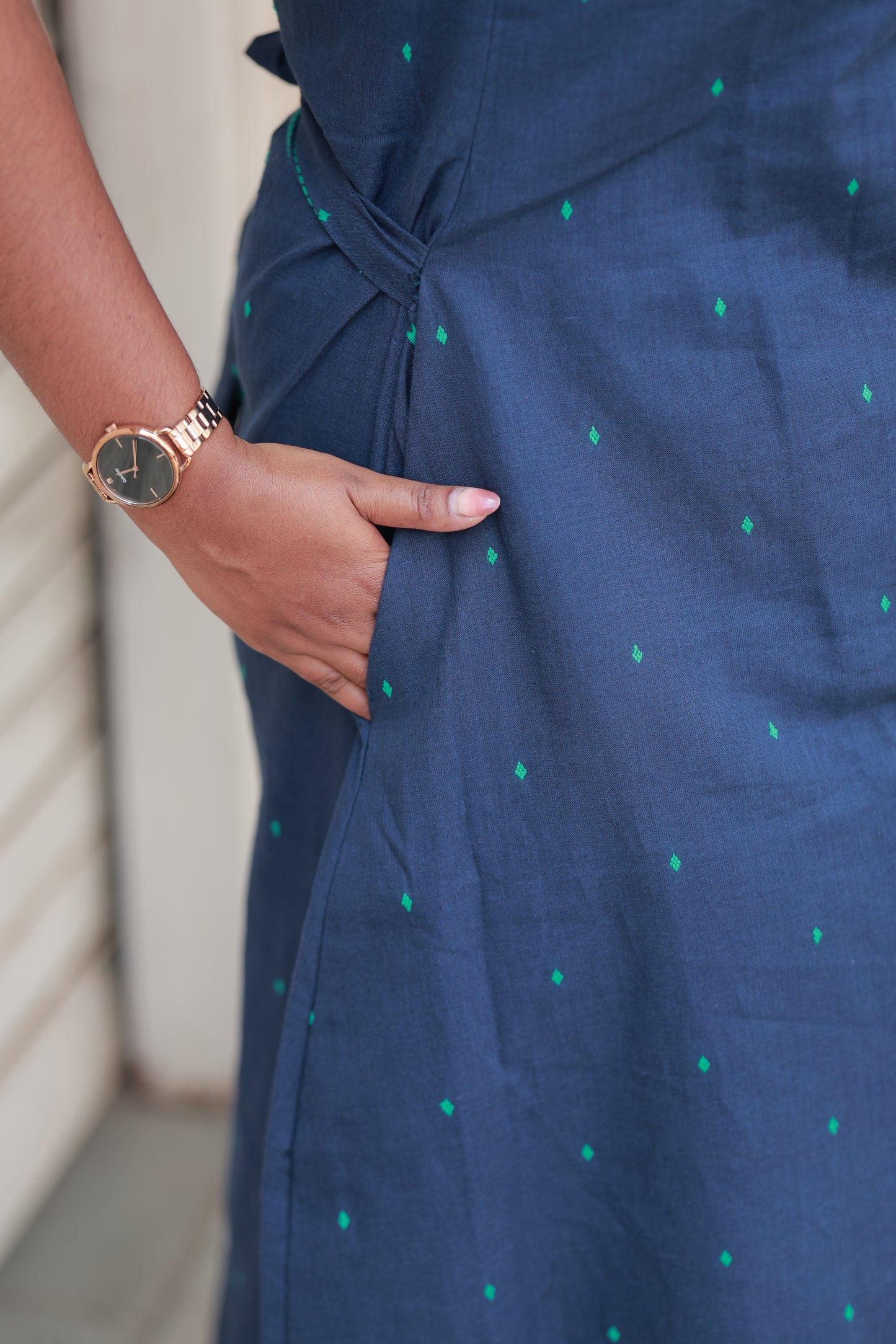 Neemai Navy Blue Maternity Kurti with Side Pocket, Nursing Friendly Co-ord Set for Pregnancy and Postpartum, Soft Cotton Plus Size Wear 