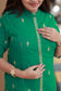 Neemai Green Cotton Kurti with Front Button open for feeding friendly, maternity and  pregnancy comfort, Comfortable Regular Wear for Women, Plus Size feeding kurti