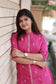 Neemai Pink Handloom Cotton Kurti with 3/4 Sleeves and Front Button Opening,comfortable everyday cotton kurti for casual wear with nursing friendly access, plus size summer collection.