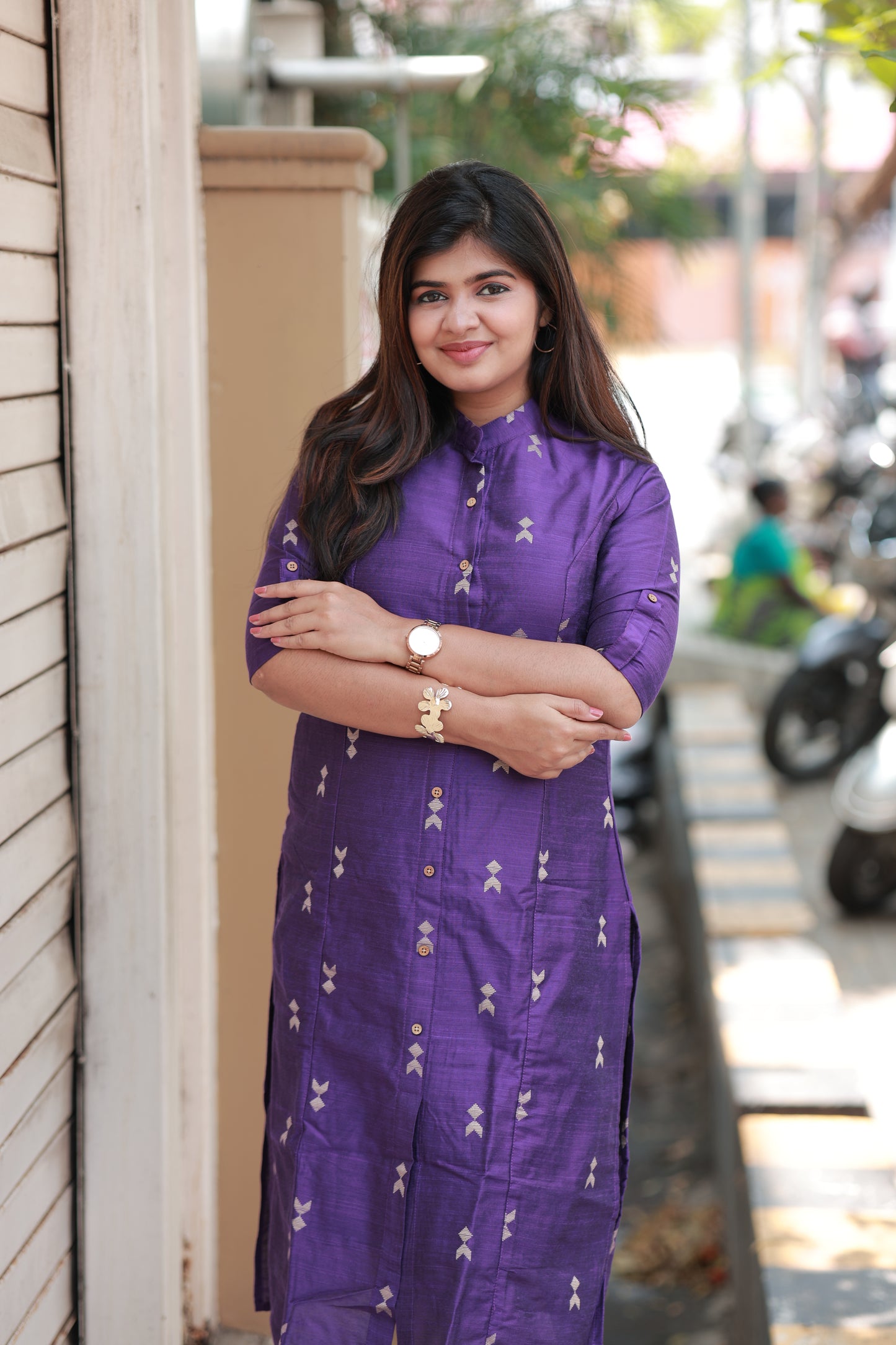 Raw silk Kurti - Purple  - optional feeding