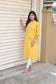 Neemai Yellow Cotton Kurti with White Heart Print, Chinese Collar Regular Wear for Women, Front Button Opening, Plus Size summer dresses