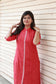 Neemai Red Handloom Cotton Kurti with Front Buttons, Comfortable Daily Wear with Optional Nursing Friendly Design, Plus Size cotton wear