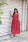 Neemai Red Silk Maternity Maxi Dress with Printed Contrast Sleeves, traditional maternity festival collection, plus size ethnic wear