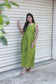Neemai Lime Green Raw Silk Maternity Maxi Dress with Printed Sleeves, Elegant Ethnic Pregnancy Wear for Women, Plus Size Available