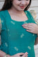 Neemai Emerald Green Silk Pregnancy Maxi Dress with Square Neck Design, Comfortable Feeding Friendly Maternity Wear