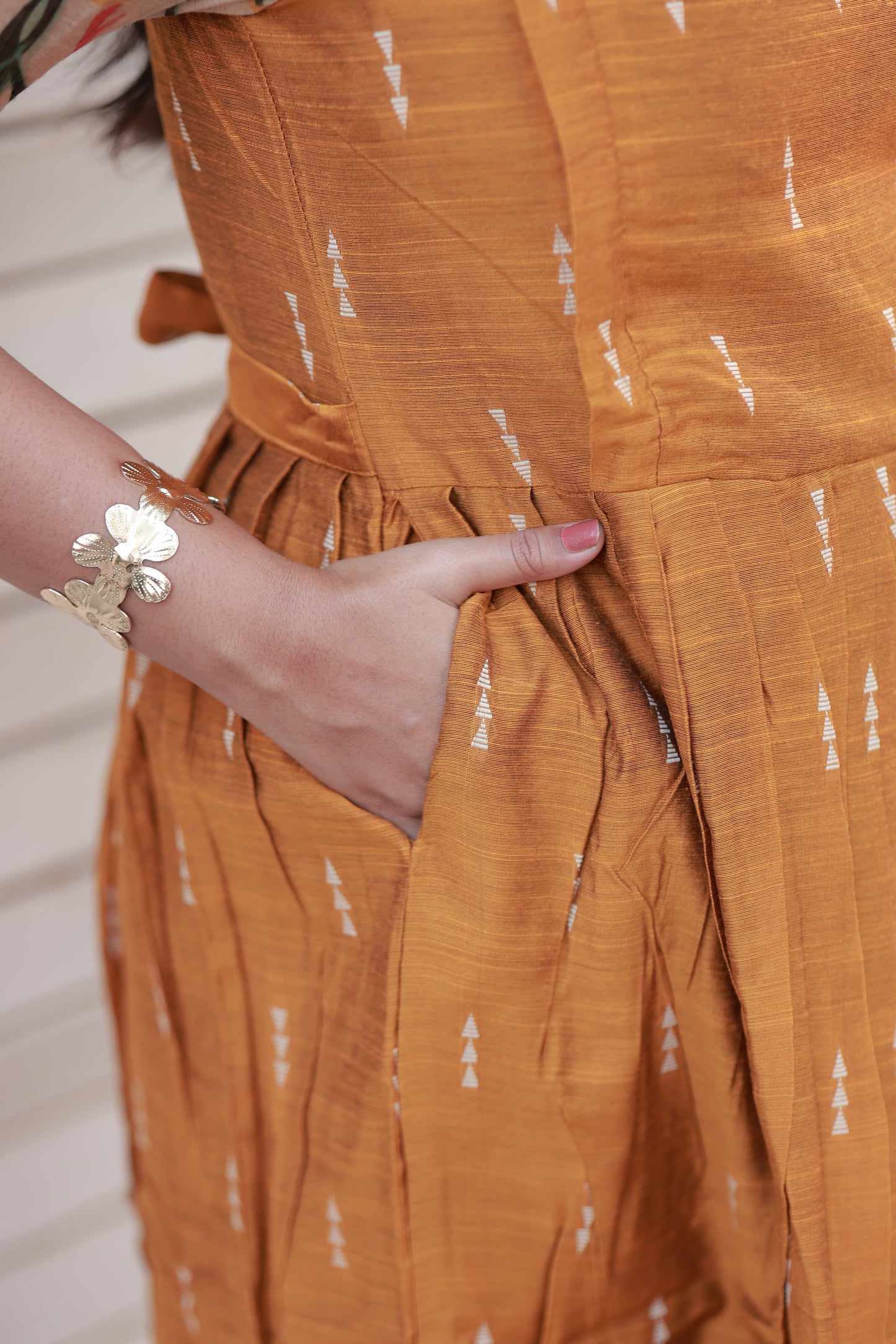 Neemai Mustard Silk Maternity Maxi Dress with Side Pocket, Stylish and Comfortable Pregnancy Dress, traditional outfit 